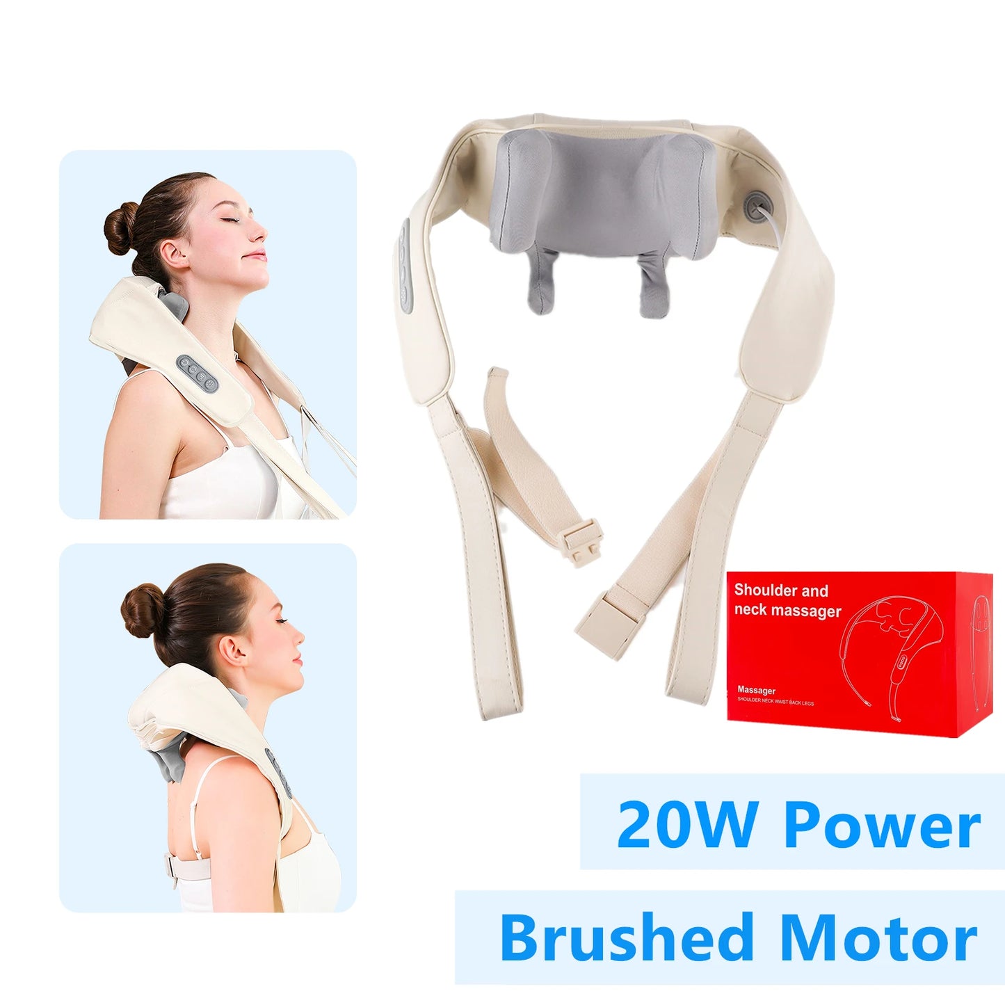 Foreverlily 26W Brushless Motor Neck & Shoulder Massager – Wireless Deep Kneading Relief