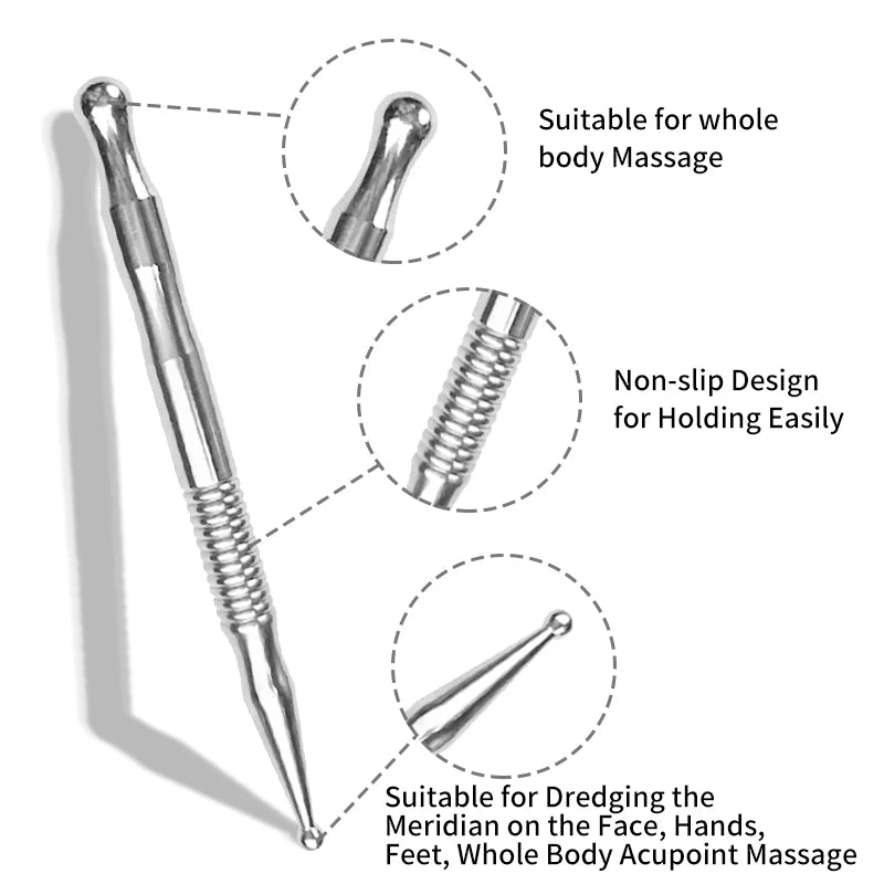 Stainless Steel Acupuncture Stick – Double-Ended Acupoint Massager