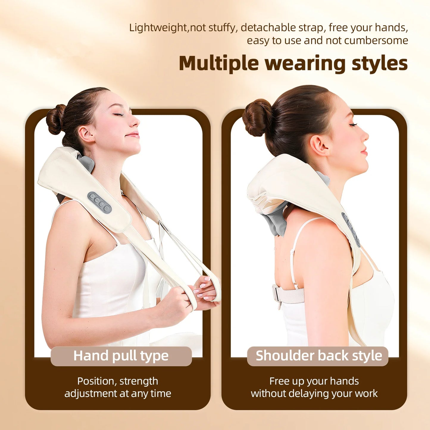 Foreverlily 26W Brushless Motor Neck & Shoulder Massager – Wireless Deep Kneading Relief